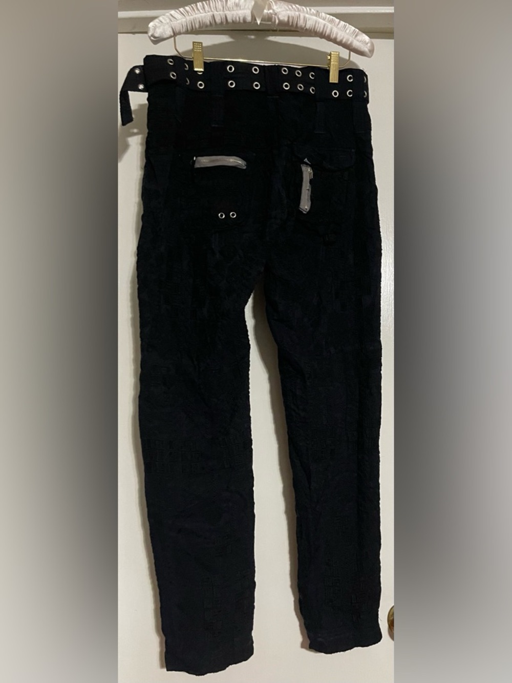 Johnny Was Black Cargo Pants with Wide Belt and Metal Accents Size 2  See Pics